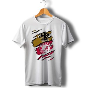 Saints Alabama Crimson Tide Fleur De Lis Claw Marks T Shirt