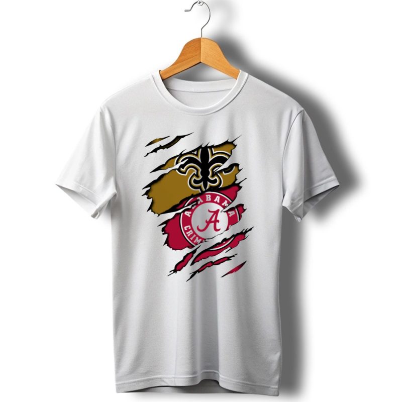 Saints Alabama Crimson Tide Fleur De Lis Claw Marks T Shirt 1 T Shirt 1
