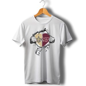 Saints And Hokies Dual Heart Emblem T Shirt