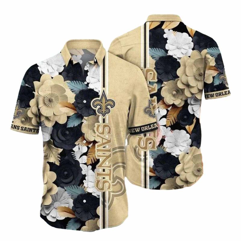 Saints Botanical Nightfall Hawaiian Shirt New Orleans Sunset Tones 1