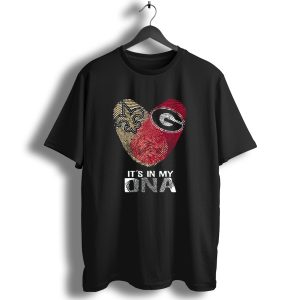 Saints Bulldogs Its In My Dna Fleur De Lis And Georgia Logo Fingerprint Heart T Shirt