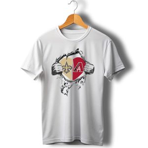 Saints Diamondbacks Logos Heart Torn T Shirt