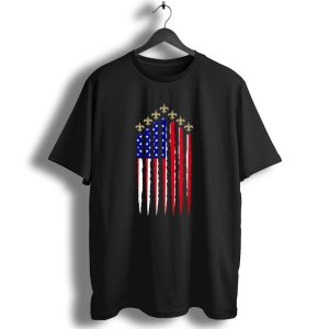 Saints Fleur De Lis American Flag New Orleans Football 4Th Of July T Shirt