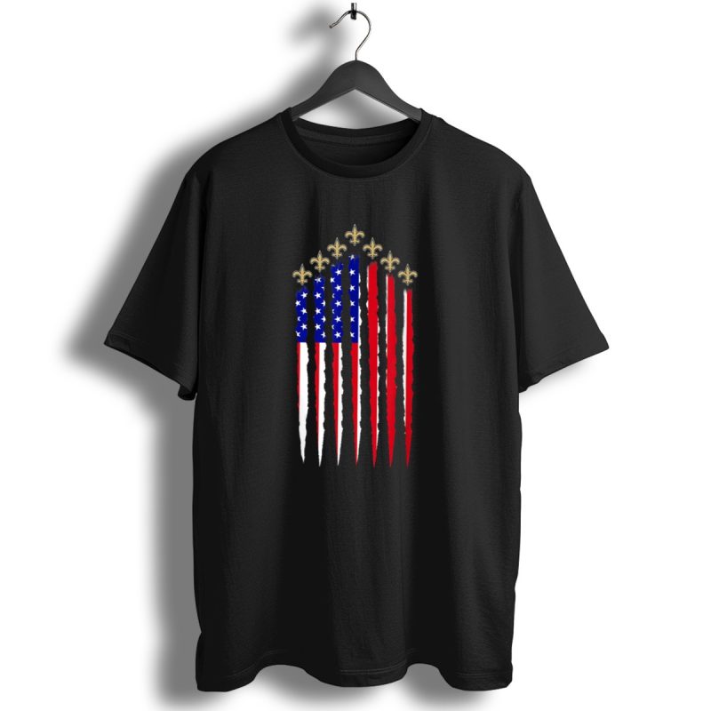 Saints Fleur De Lis American Flag New Orleans Football 4Th Of July T Shirt 1 T Shirt 1