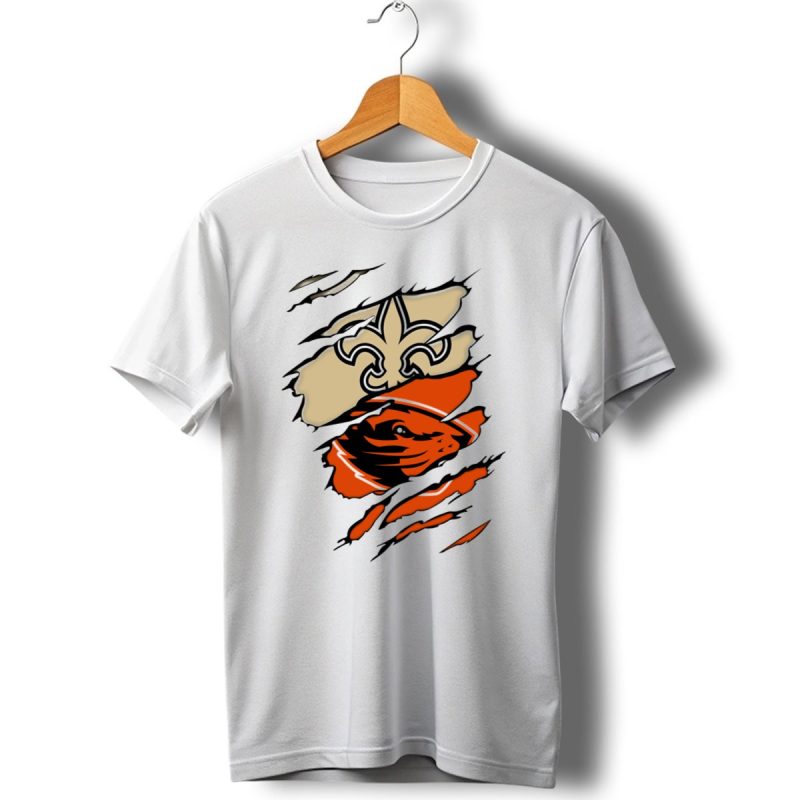 Saints Fleur De Lis And Beavers Mascot Ripped T Shirt 1 T Shirt 1