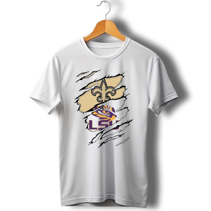 Saints Fleur De Lis And Lsu Tiger Eye Logo Fusion T Shirt 1 T Shirt 1