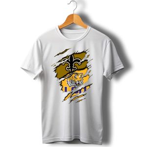 Saints Fleur De Lis And Lsu Tiger Logo Combination T Shirt
