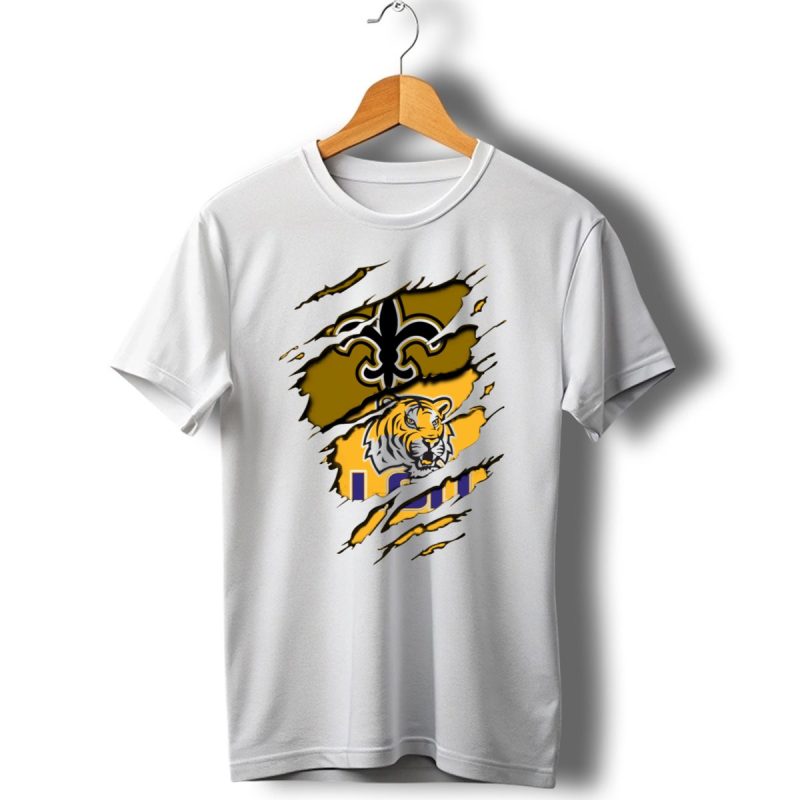 Saints Fleur De Lis And Lsu Tiger Logo Combination T Shirt 1 T Shirt 1