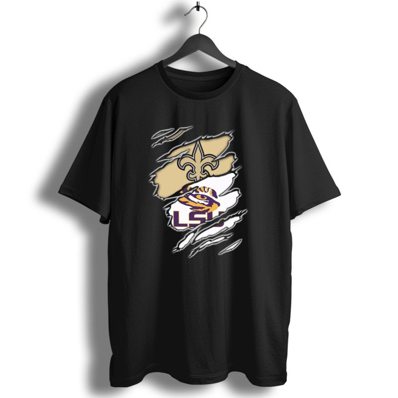 Saints Fleur De Lis And Lsu Tigers Eye Logo Integration T Shirt 1 T Shirt 1