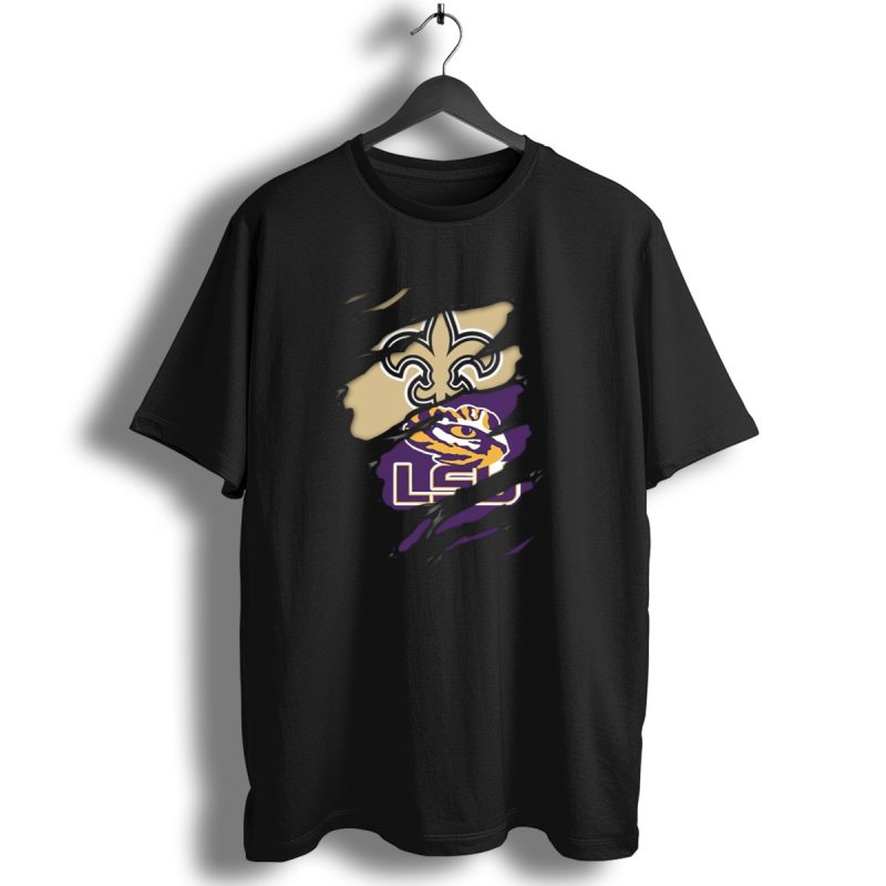 Saints Fleur De Lis And Lsu Tigers Logo Fusion T Shirt 1 T Shirt 1