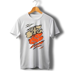 Saints Fleur De Lis And Syracuse Orange S Logo Combination T Shirt