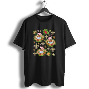 Saints Fleur De Lis Flamingos Nola New Orleans Tropical Themes T Shirt