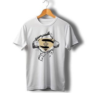 Saints Fleur De Lis Superman Logo Ripped Chest T Shirt
