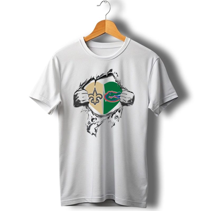 Saints Gators Heart Logo Fusion T Shirt 1 T Shirt 1