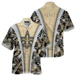 Saints Hawaiian Shirt Gold Fleur de lis Tropical Pattern