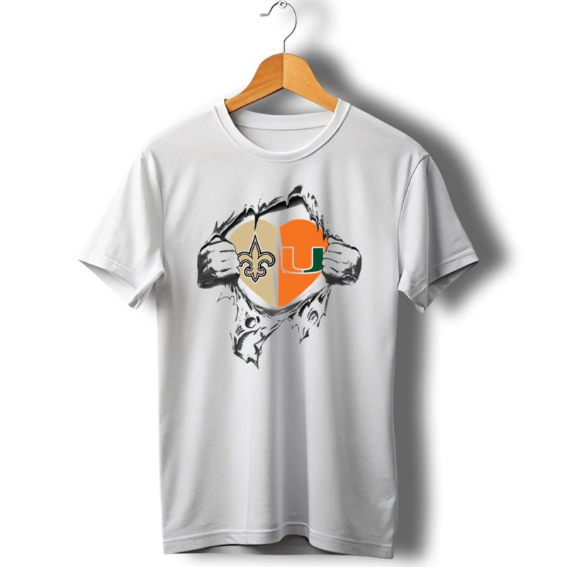 Saints Hurricanes Heart Ripped Reveal T Shirt 1 T Shirt 1