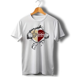 Saints Mississippi State Heart Logo Dual Allegiance T Shirt
