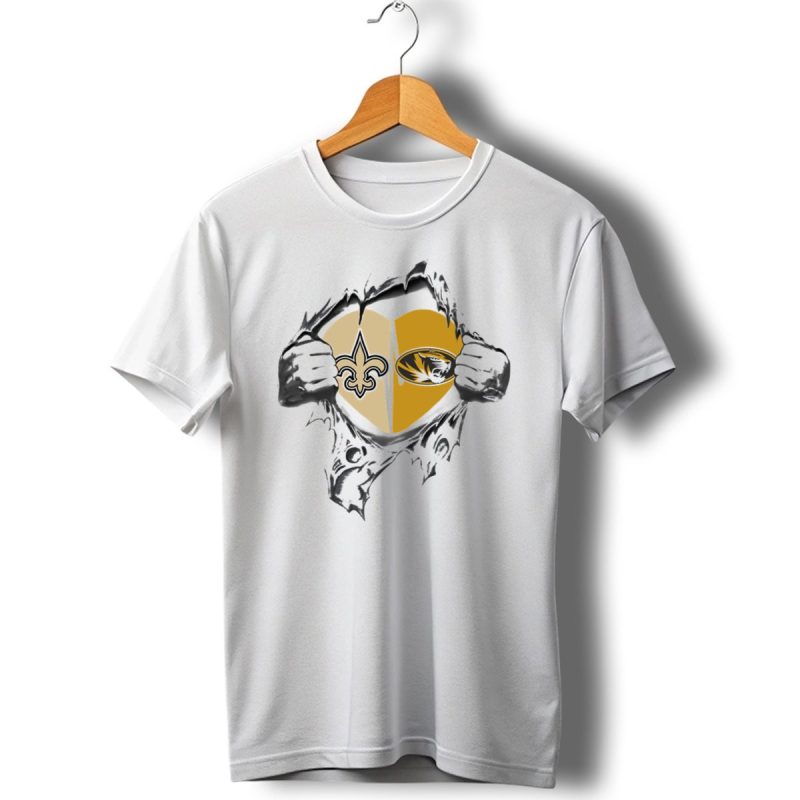 Saints Missouri Tigers Heart Torn Open T Shirt 1 T Shirt 1
