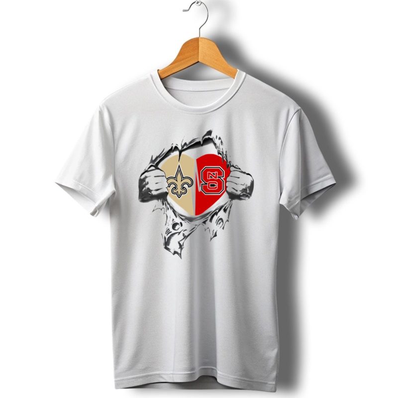 Saints Nc State Heart Split T Shirt 1 T Shirt 1