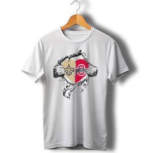 Saints Ohio State Heart Torn Fabric T Shirt