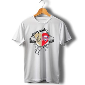 Saints Phillies Heart Logo Tear T Shirt