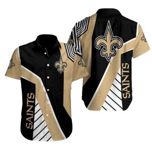 Saints Spirited Stripe New Orleans Saints Hawaiian Shirt
