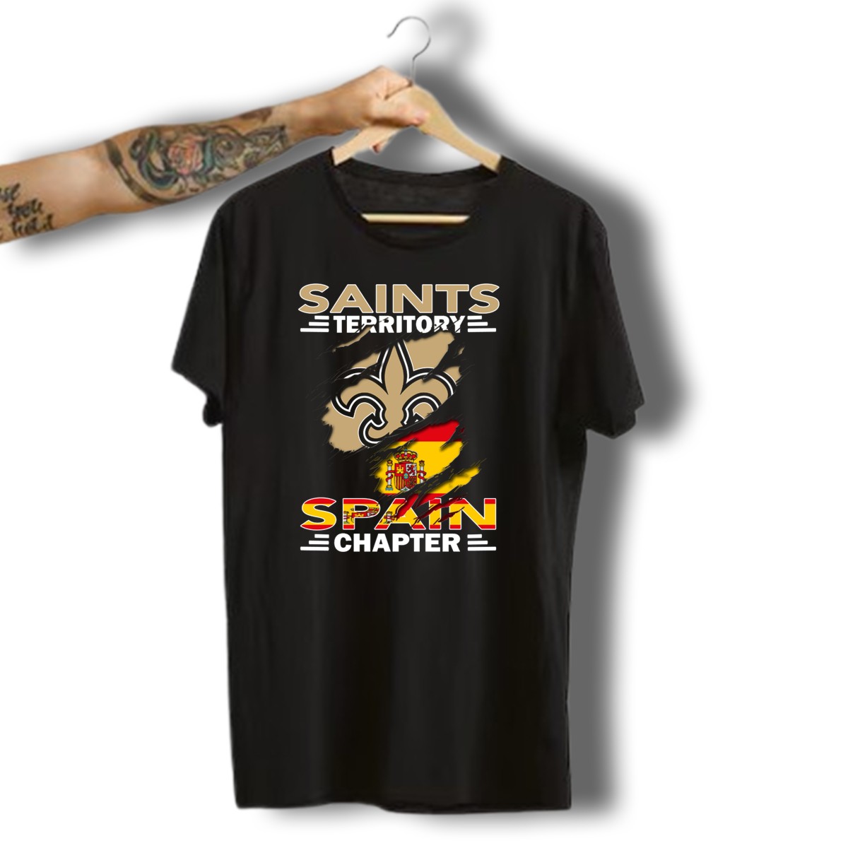 Saints-Territory-Fleur-De-Lis-Spain-Chapter-Flag-T-Shirt-1_t-shirt-3_4