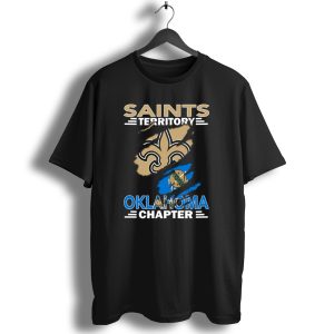 Saints Territory Oklahoma Chapter Fleur De Lis And State Flag T Shirt