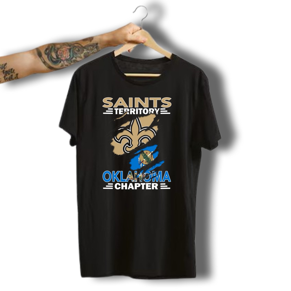 Saints-Territory-Oklahoma-Chapter-Fleur-De-Lis-And-State-Flag-T-Shirt-1_t-shirt-3_4