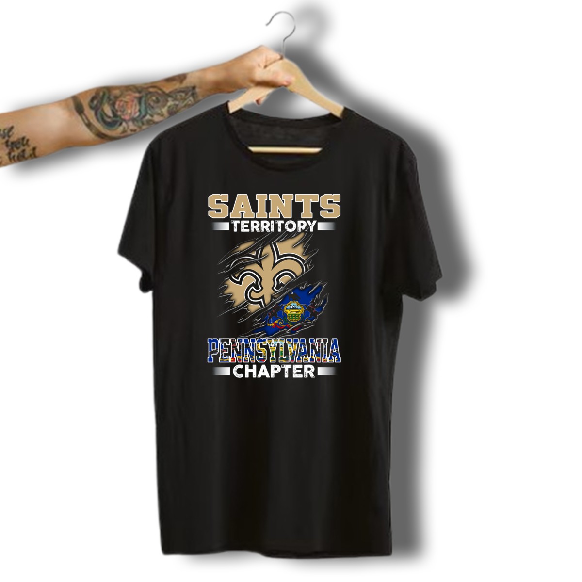 Saints-Territory-Pennsylvania-Chapter-Fleur-De-Lis-And-State-Seal-T-Shirt-1_t-shirt-3_4