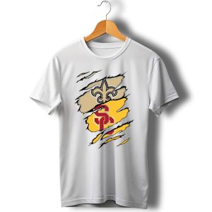Saints Trojans Usc Fleur De Lis Logo Combination T Shirt