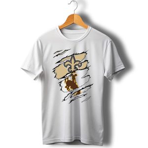 Saints Wyoming Fleur De Lis Rodeo Rider Tear T Shirt
