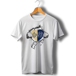 Saints Yankees Heart Torn Open T Shirt