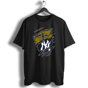 Saints Yankees Logo Scratch Football Baseball Crossover T Shirt