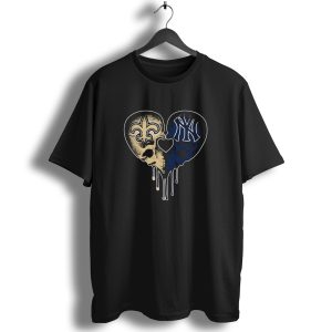 Saints Yankees Skull Heart Love T Shirt