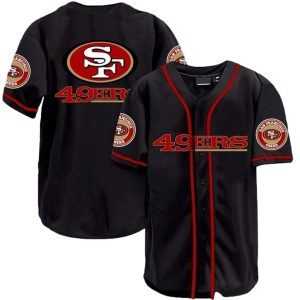 San Francisco 49ers Black Baseball Jersey Shirt