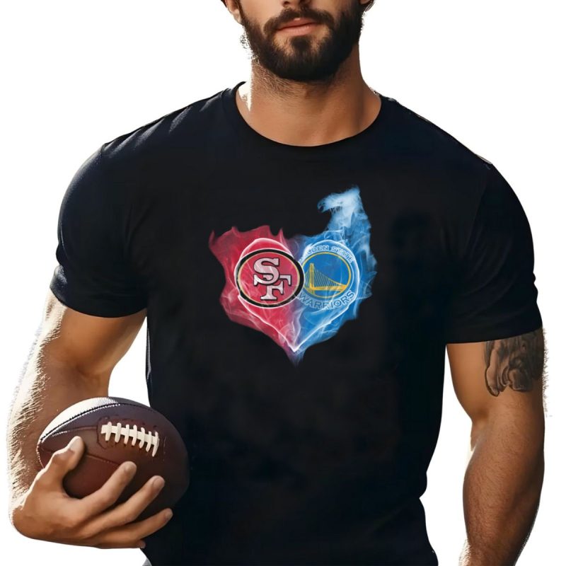 San Francisco 49Ers Golden State Warriors Heart Fusion T Shirt T Shirt 1