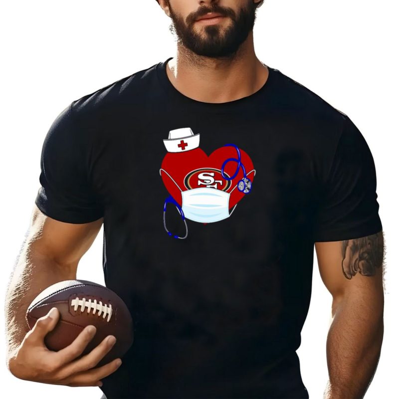 San Francisco 49Ers Heart Stethoscope Nurse Mask T Shirt T Shirt 1