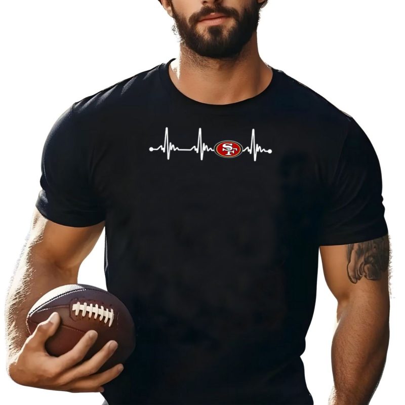 San Francisco 49Ers Heartbeat Christmas Football T Shirt T Shirt 1