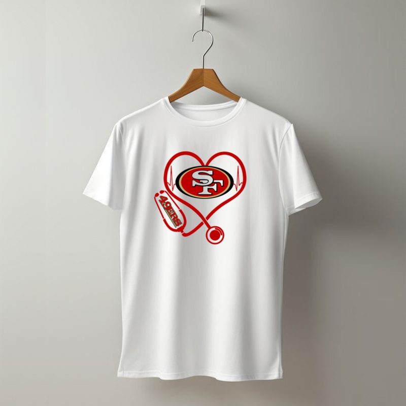San Francisco 49Ers Nurse Heartbeat Love Stethoscope T Shirt T Shirt 1