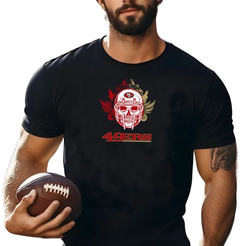 San Francisco 49Ers Skull Football Helmet Red Gold Wings T Shirt T Shirt 1