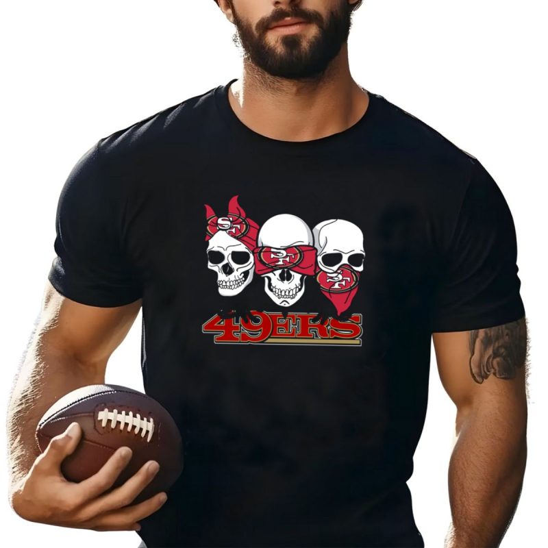 San Francisco 49Ers Skull Trio With Bandanas T Shirt T Shirt 1