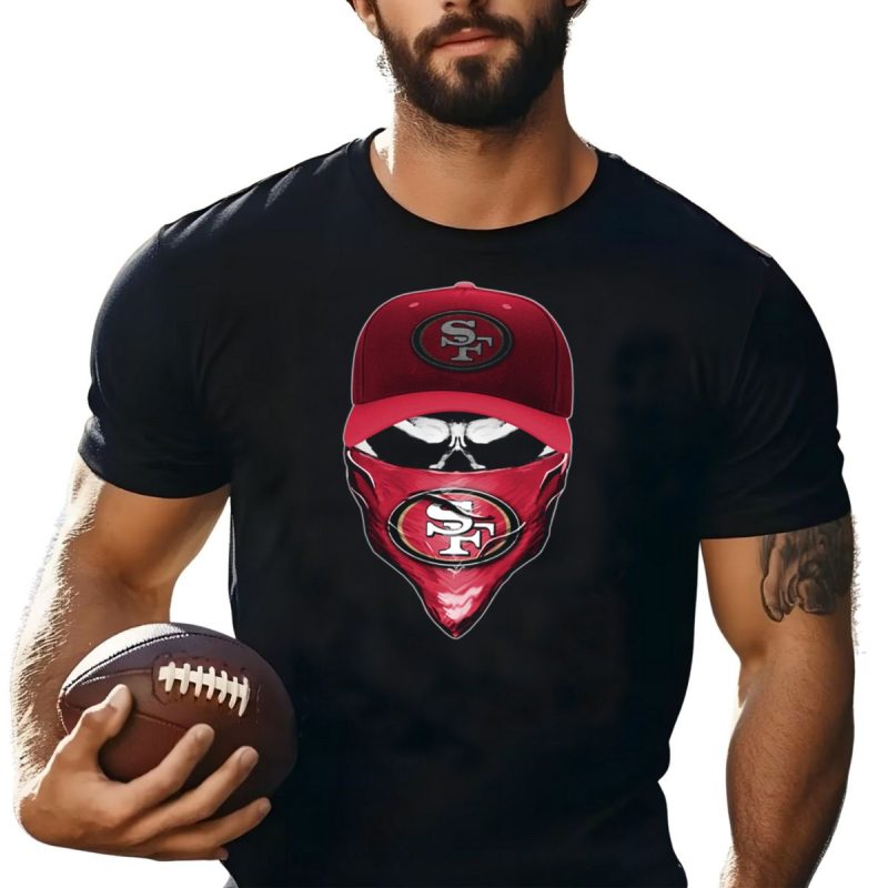 San Francisco 49Ers Skull V6 Sf Logo Cap And Bandana Kombination T Shirt T Shirt 1