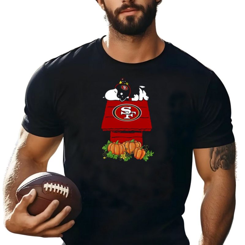 San Francisco 49Ers Snoopy Halloween Pumpkins Football Helmet T Shirt T Shirt 1