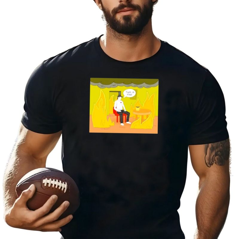 San Francisco 49Ers This Is Fine Cartoon Fire Background T Shirt T Shirt 1