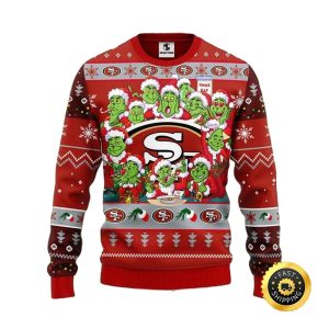 San Francisco 49ers 12 Grinch Xmas Face Christmas Ugly Sweater