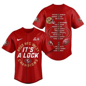San Francisco 49ers 2023 It's A Lock Nfc West Champions Red Baseball Jersey