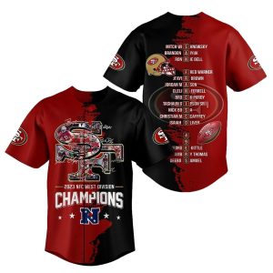 San Francisco 49ers 2023 Nfc West Division Champions Black And Red Baseball Jersey
