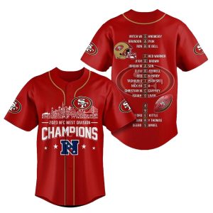 San Francisco 49ers 2023 Nfc West Division Champions Red Baseball Jersey