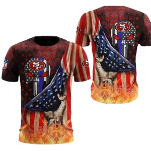 San Francisco 49ers American Flag Punisher Skull AOP T-Shirt